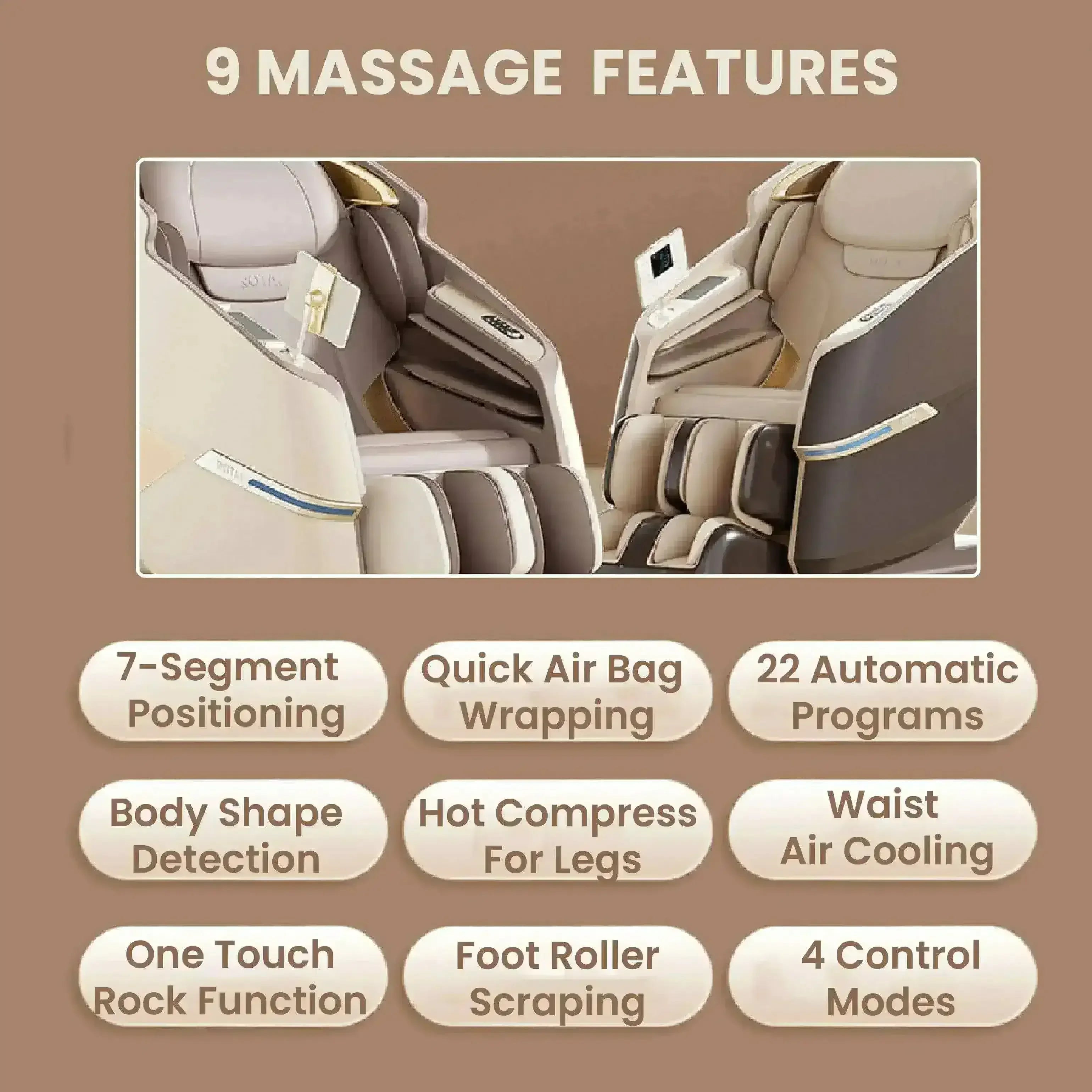 Royal Magestic Pro Massage Chair Brown (Pre-owned) - Rotai Health - Best Massage Chair in Dubai UAE - Shop massage chairs in UAE, Saudi Arabia -Therapy Massage Chairs - Back, Neck, & Leg Pain Relief