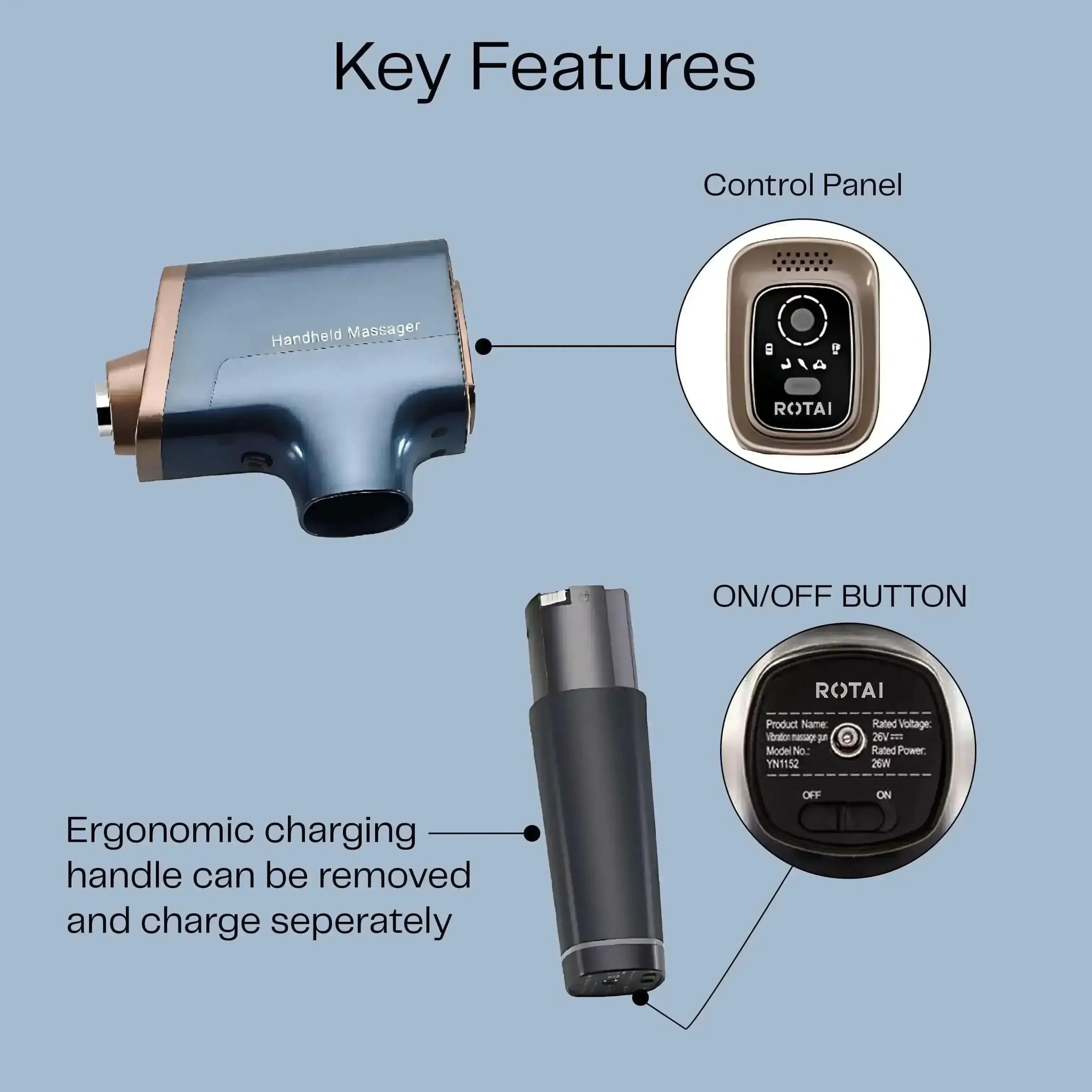 Handheld Massage Gun - Rotai - Best Massage Chair in Dubai UAE - Shop massage chairs in Dubai, UAE, Abu Dhabi