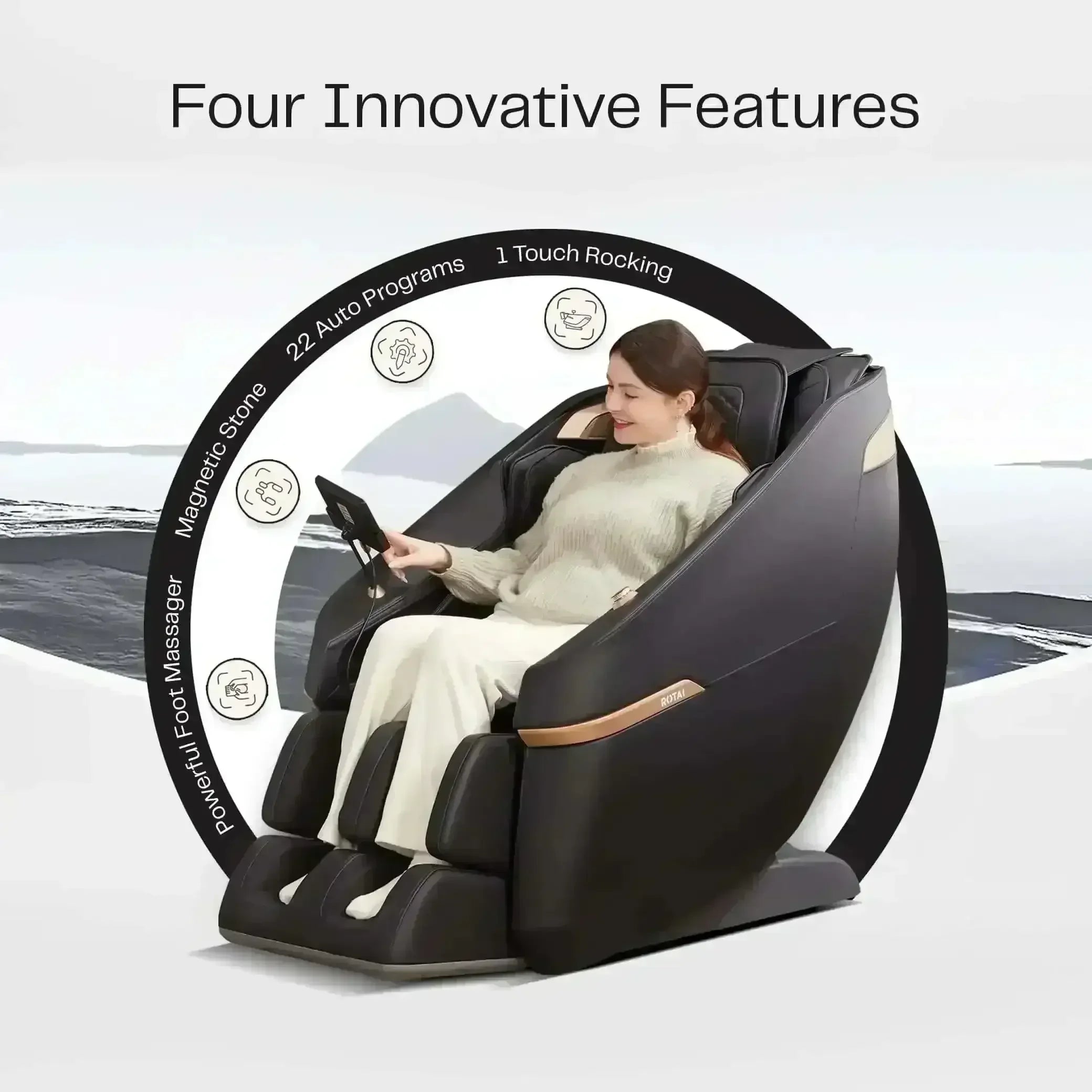 Ekanite 2 in 1 Massage Chair and Sofa (Black) - Rotai - Best Massage Chair in Dubai UAE - Shop massage chairs in UAE, Saudi Arabia -Therapy Massage Chairs - Back, Neck, & Leg Pain Relief