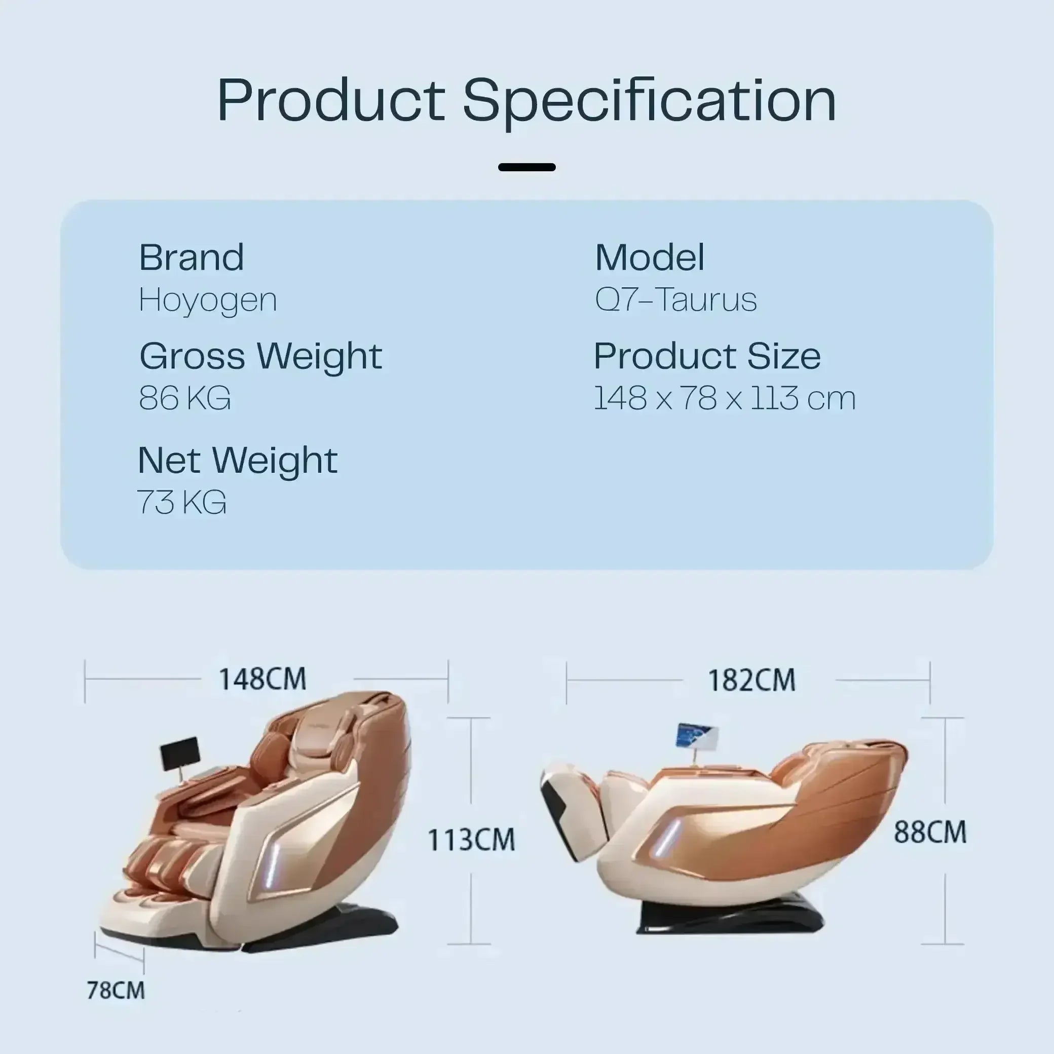 TAURUS Hoyogen Massage Chair (Champagne) - Rotai - Best Massage Chair in Dubai UAE - Shop massage chairs in UAE, Saudi Arabia -Therapy Massage Chairs - Back, Neck, & Leg Pain Relief