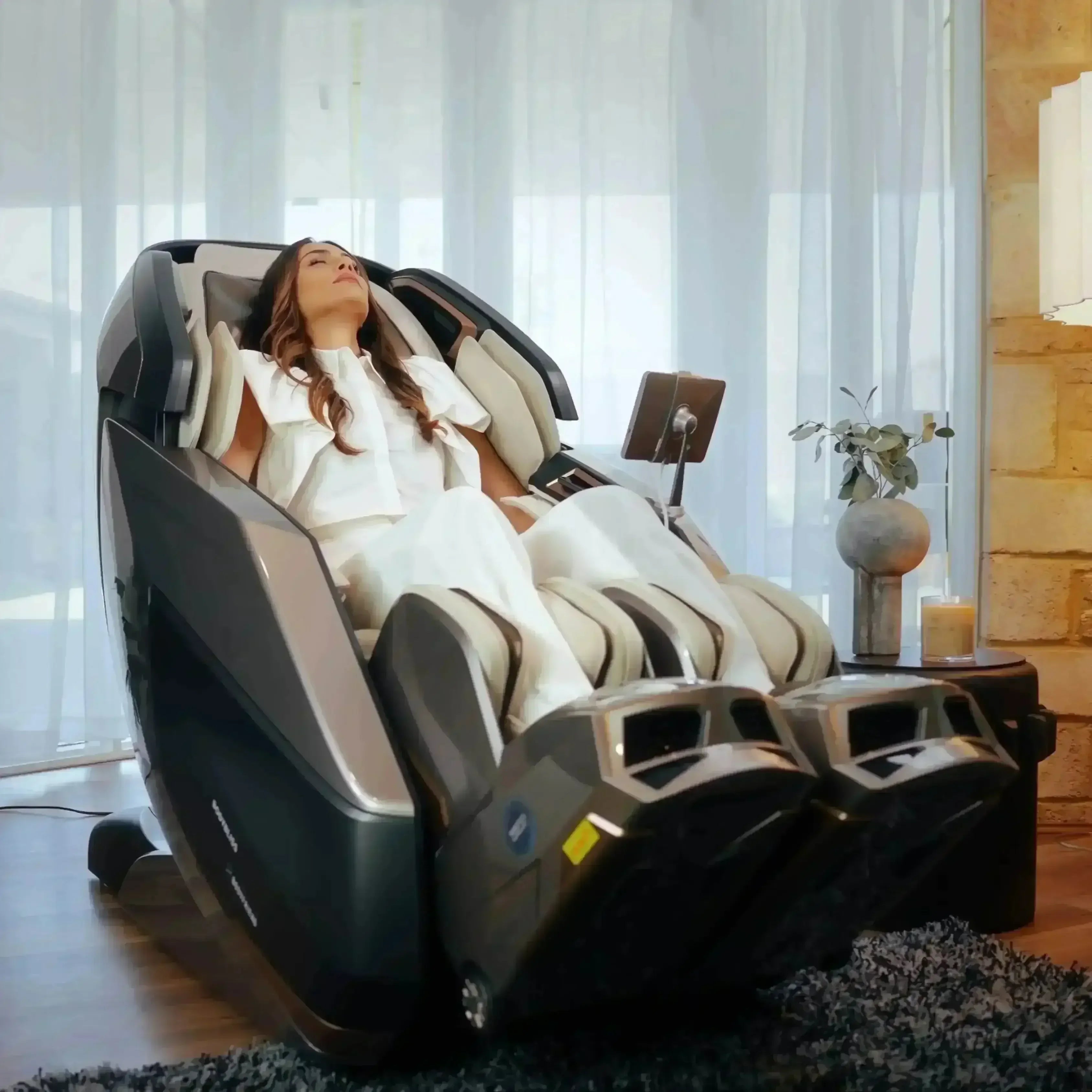 AI Robotic Massage Chair (Glacier Silver) - Rotai - Best Massage Chair in Dubai UAE - Shop massage chairs in Dubai, UAE, Abu Dhabi