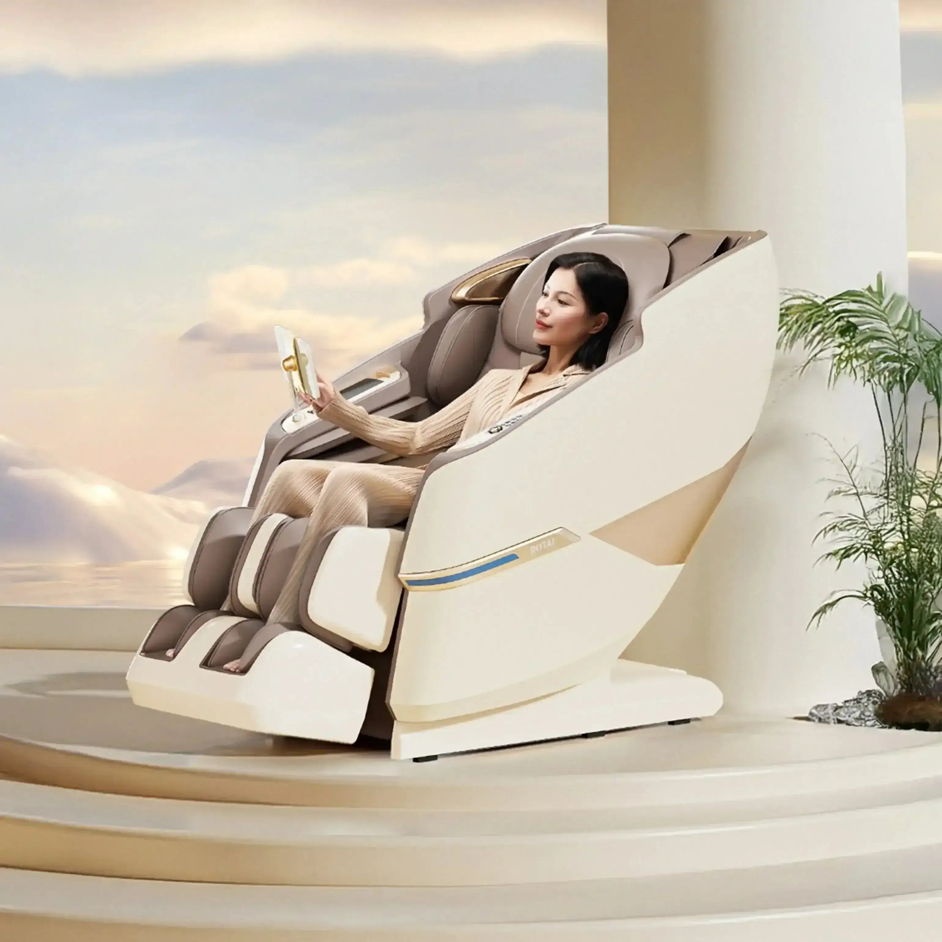 Royal Magestic Pro Massage Chair (Beige) - Rotai - Best Massage Chair in Dubai UAE - Shop massage chairs in Dubai, UAE, Abu Dhabi