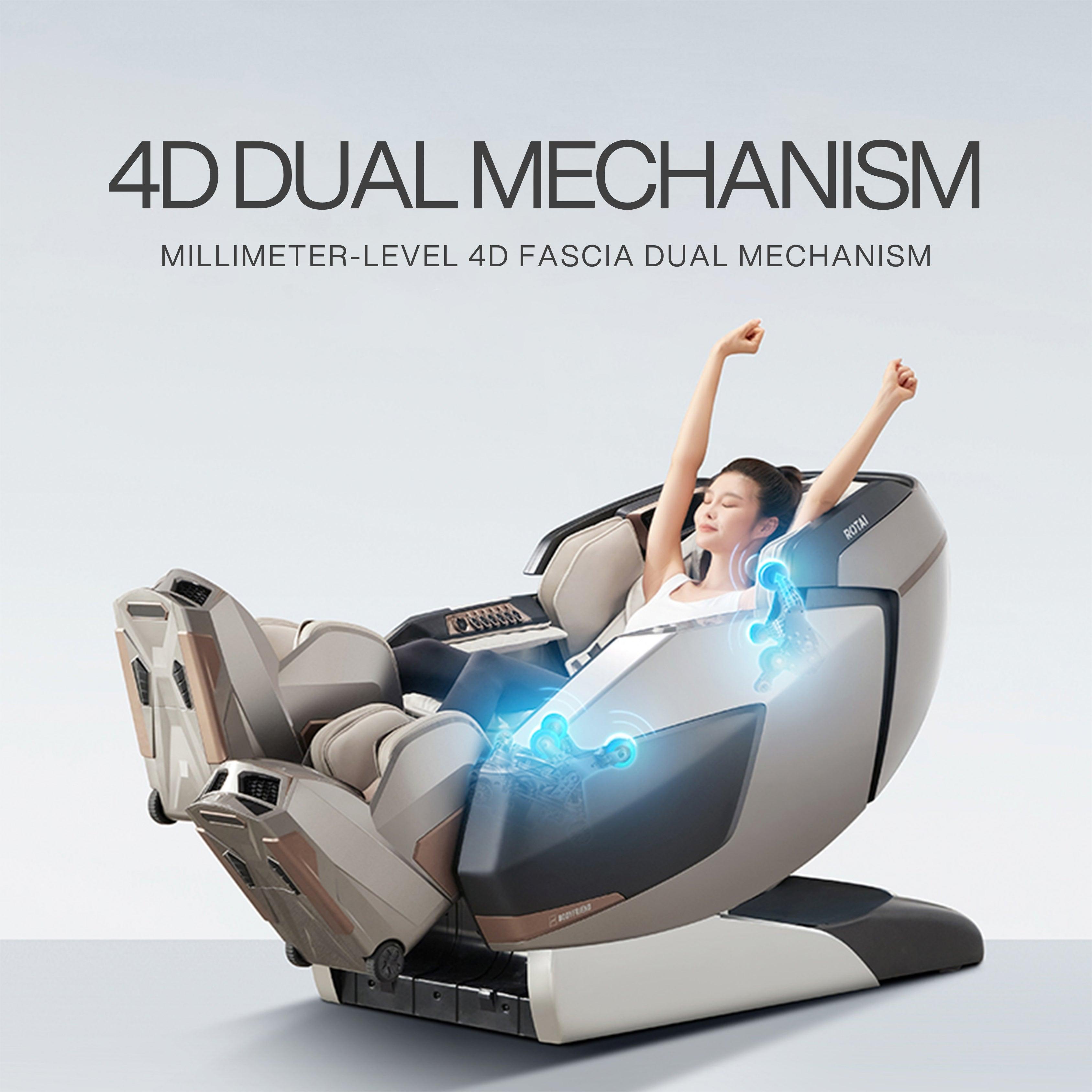 AI robotic massage chair with 4D dual mechanism in Glacier Silver, best massage chair UAE, massage chair Dubai, enhancing relaxation and blood circulation