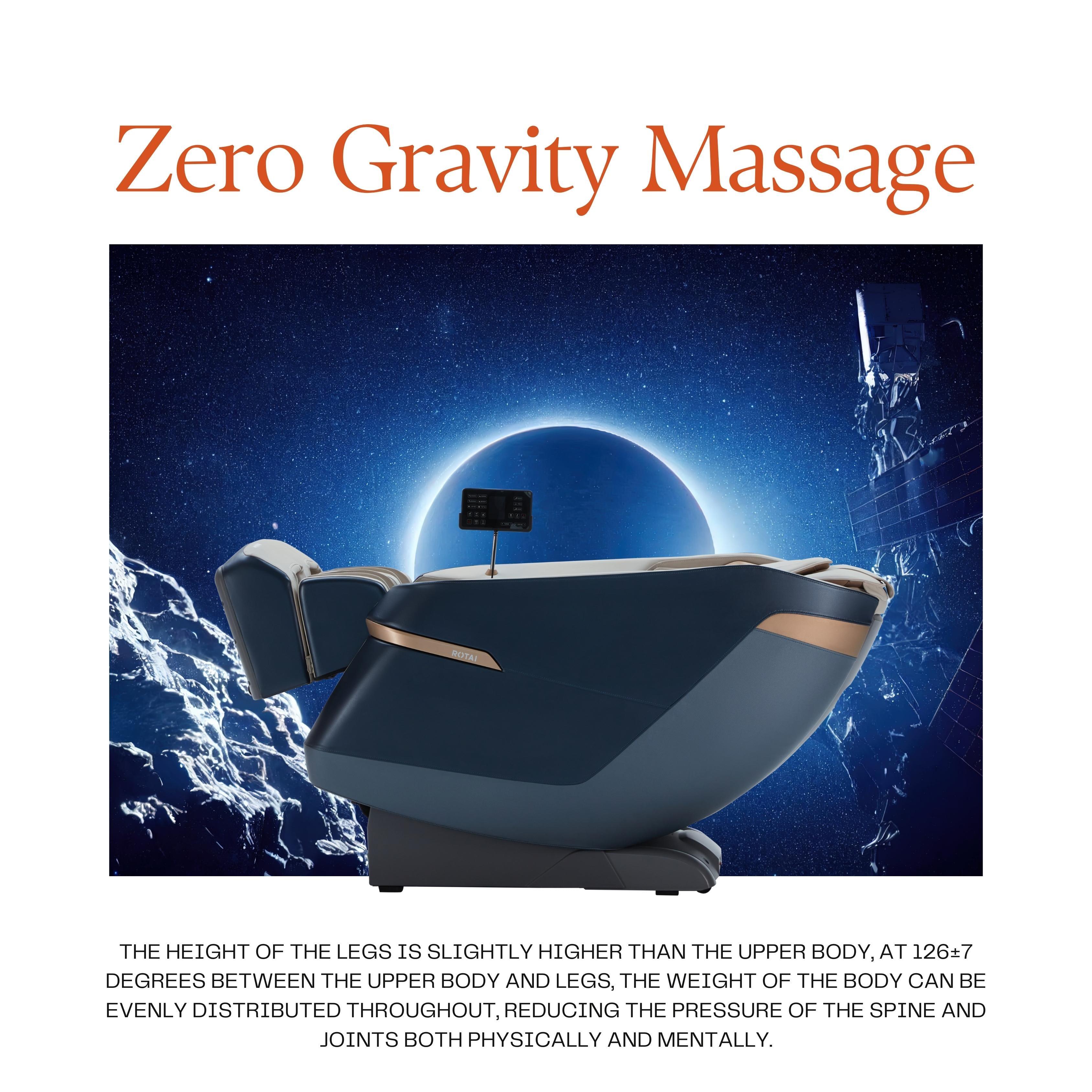 Blue Jimny Massage Chair with Zero Gravity Massage feature against a cosmic background. Best massage chair UAE, massage chair Dubai.