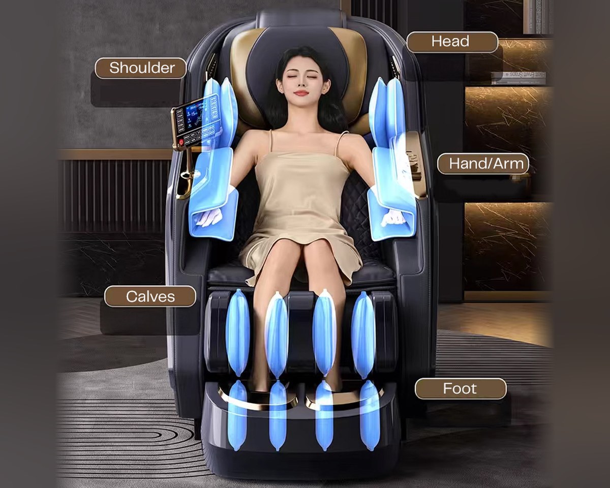 ARIES Hoyogen Massage Chair 360° full body airbags on shoulders, arms, calves and feet