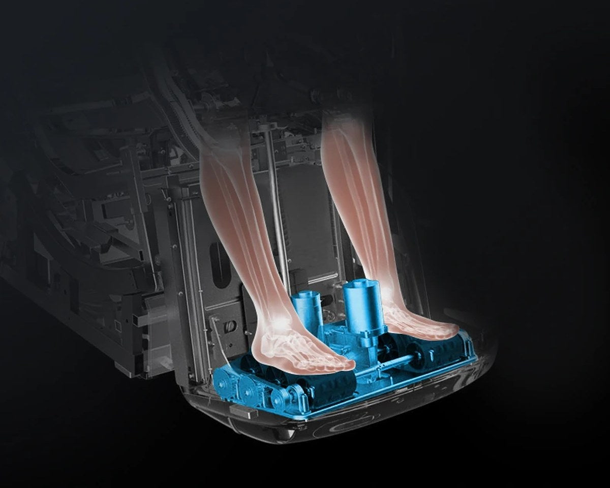 Lambo Luxury Massage Chair legrest with 3 spiky foot rollers